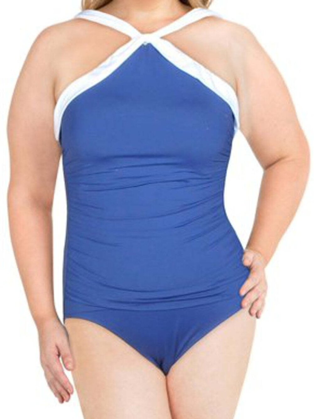 LAUREN RALPH LAUREN Womens Slimming Contrast Trim One-Piece Swimsuit
